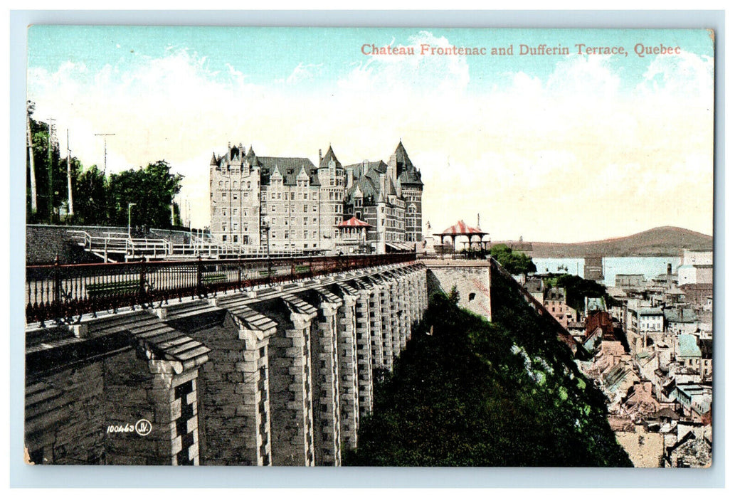 c1910 Chateau Frontenac and Dufferin Terrace Quebec Canada CA Foreign Postcard