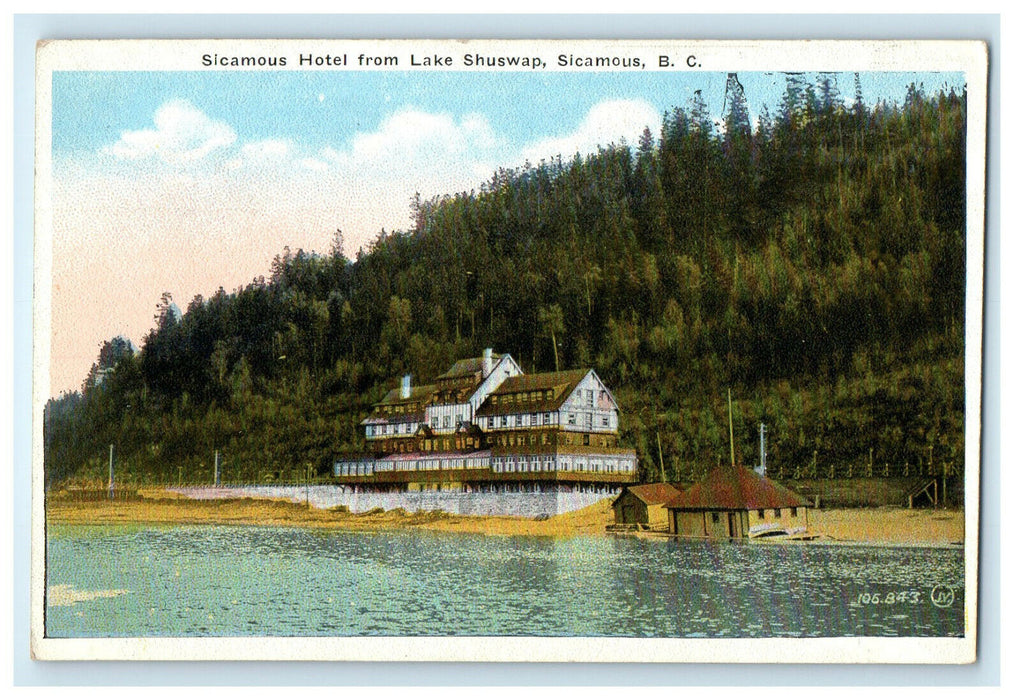 c1910 Sicamous Hotel from Lake Shuswap Sicamous BC Canada CA Foreign Postcard