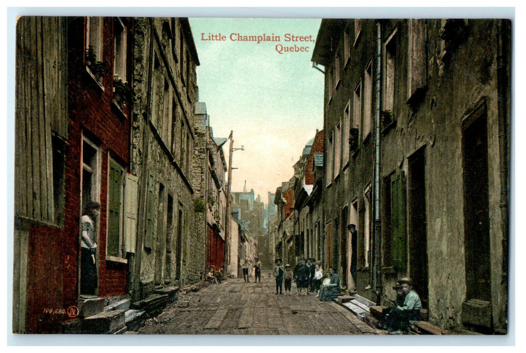 c1910s Little Champlain St. Quebec Canada CA Unposted V & Sons Postcard