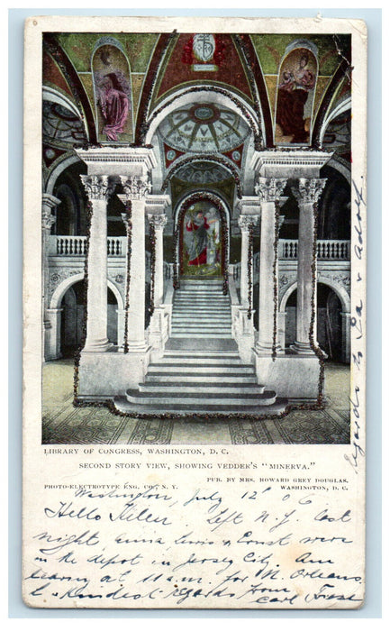 1906 Showing Vedder's "Minerva" Library of Congress Washington DC Postcard