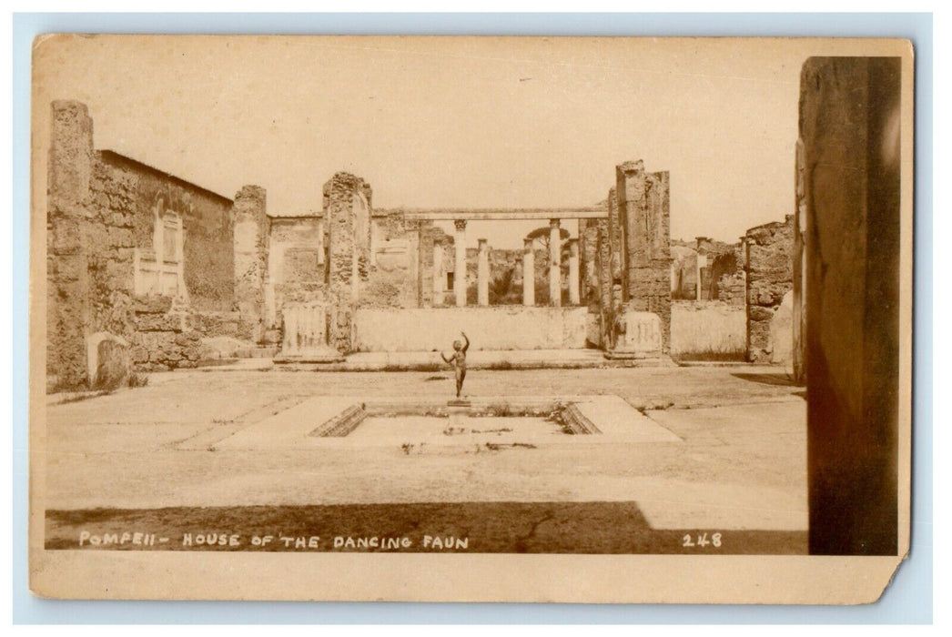 c1920's Pompeii Italy, House Of The Dancing Faun RPPC Photo Vintage Postcard