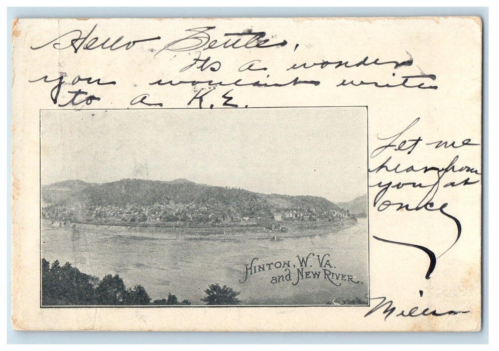 1906 A View Of New River And Hinton West Virginia WV Antique Postcard