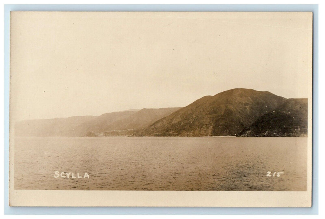c1920's Sea And Mountain View Of Scylla Italy RPPC Photo Vintage Postcard