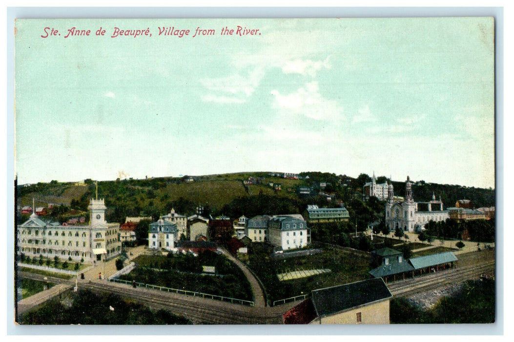c1910 Ste. Anne De Beaupre Village from the River Canada CA Foreign Postcard