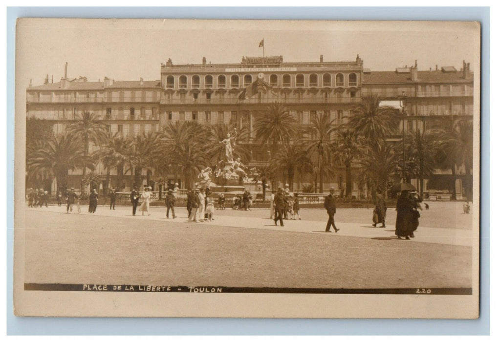 c1920's Place De La Liberte Toulon France, Grand Hotel RPPC Photo Postcard