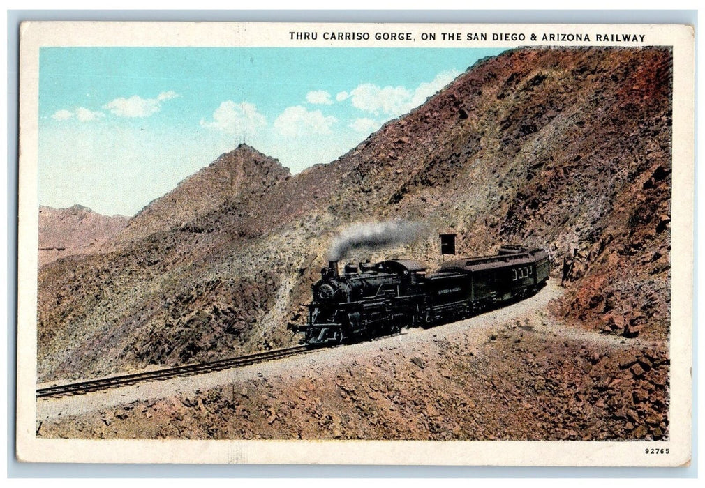 1932 Thru Carriso Gorge On The San Diego Arizona Railway Nogales AZ Postcard