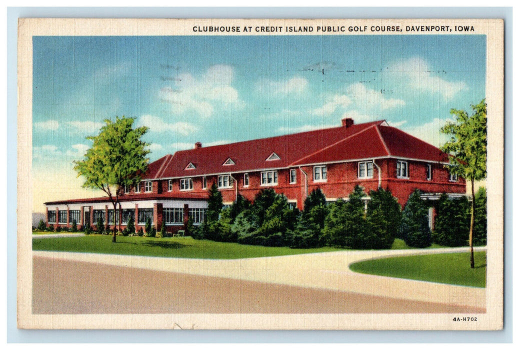 1937 Clubhouse at Credit Island Public Golf Course, Davenport IA Postcard