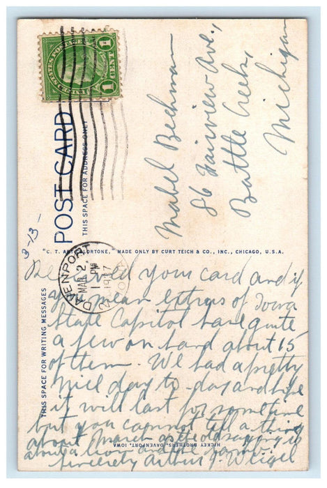 1937 Clubhouse at Credit Island Public Golf Course, Davenport IA Postcard