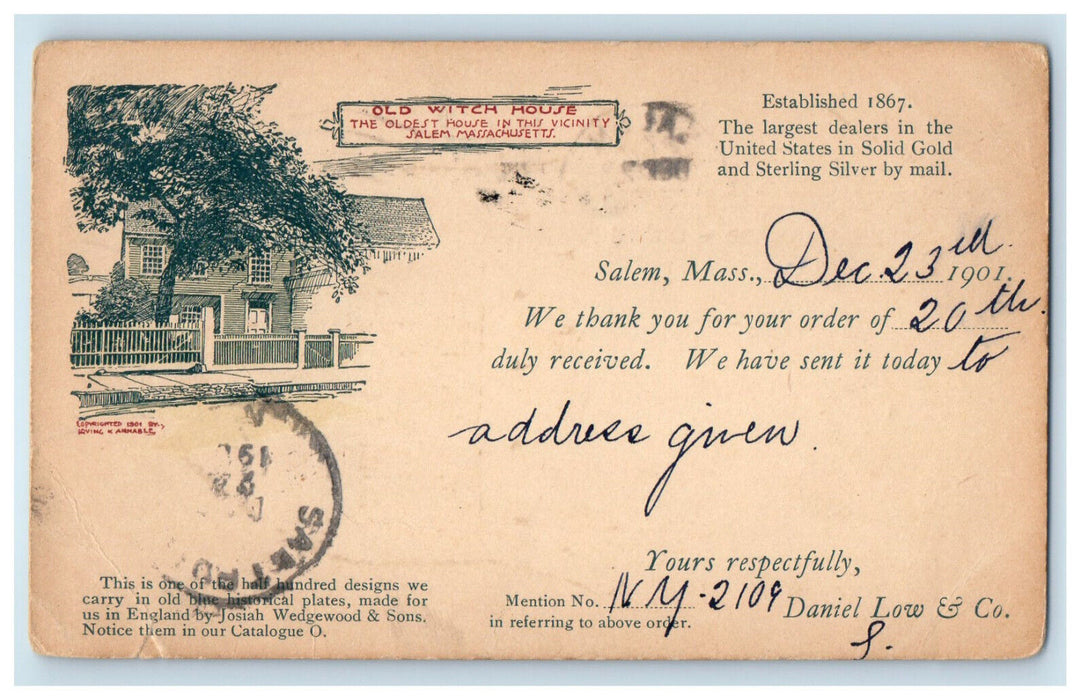 1901 Old Witch House, Salem Massachusetts MA Advertising Postcard