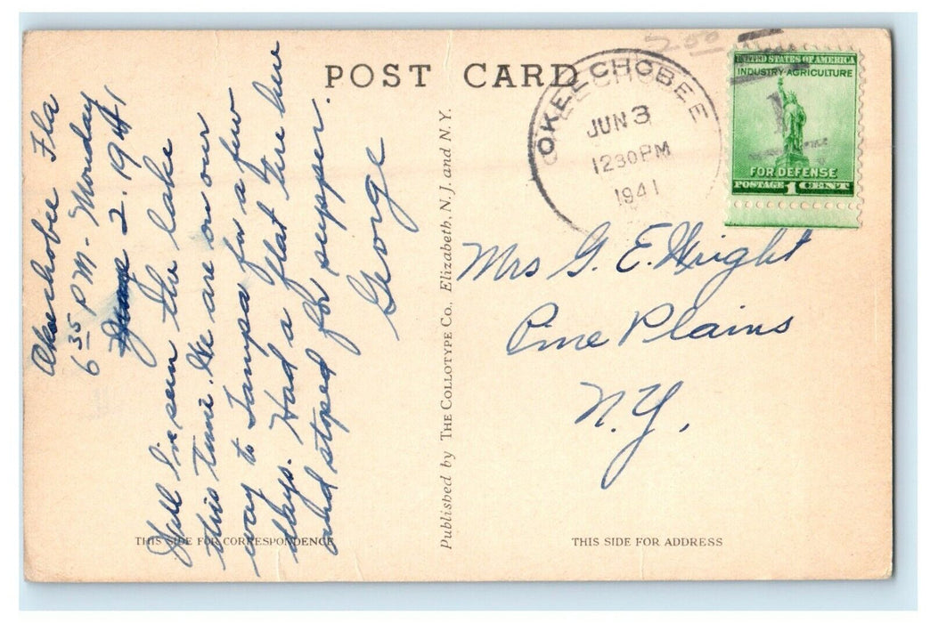 1941 Lake Okeechobee Florida Second Largest Inland Water Lake U.S.A Postcard