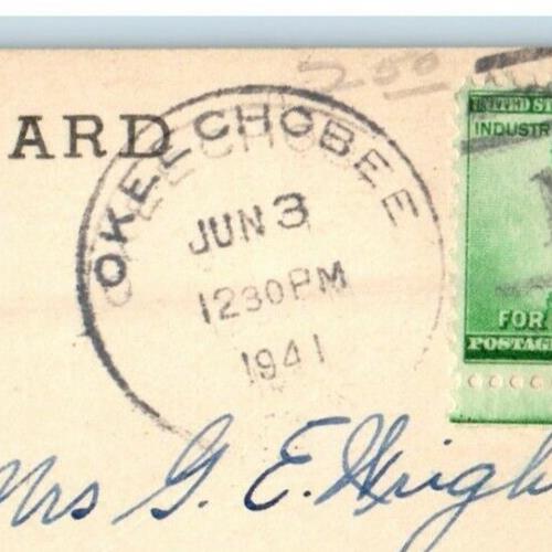 1941 Lake Okeechobee Florida Second Largest Inland Water Lake U.S.A Postcard