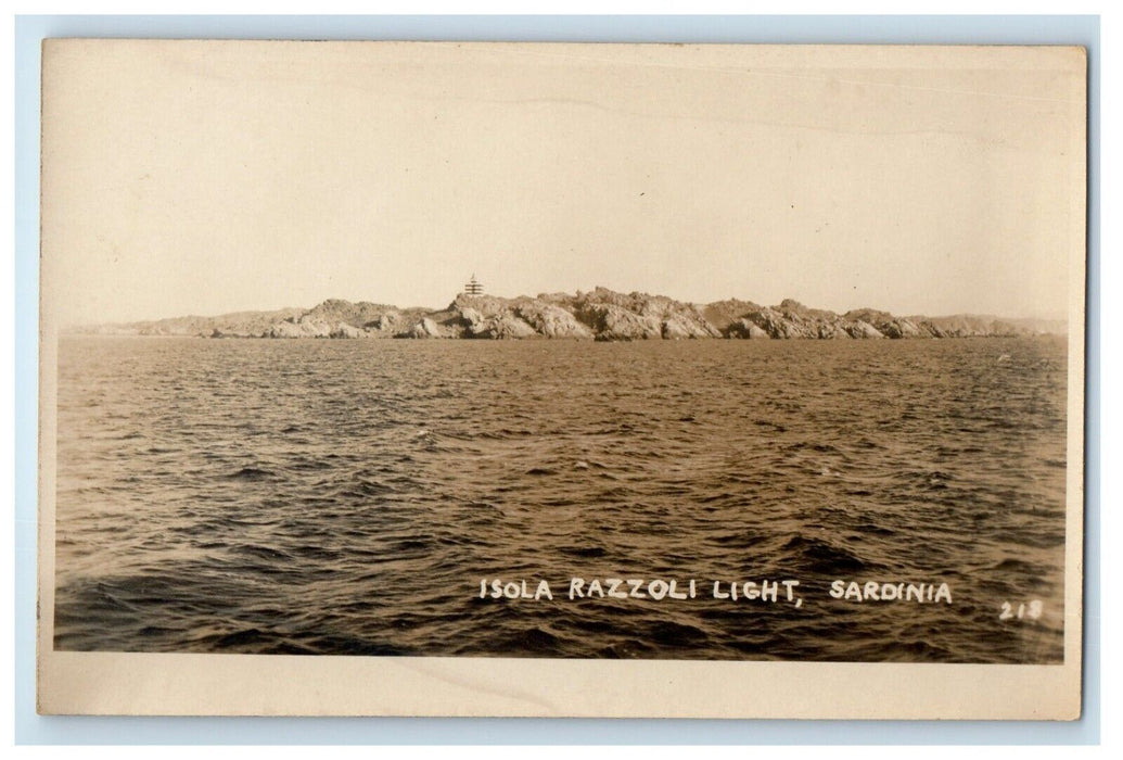 c1920's View Of Isola Razzoli Light Sardinia Italy RPPC Photo Vintage Postcard