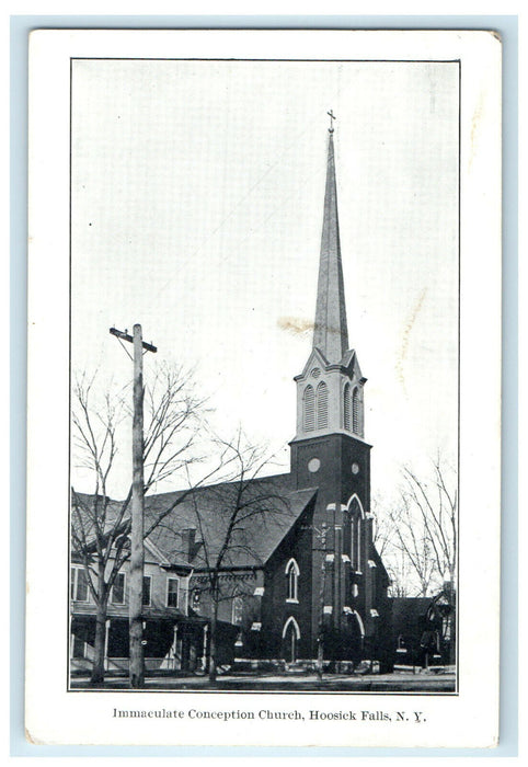 c1898s Immaculate Conception Church, Hoosic Falls, New York NY Postcard