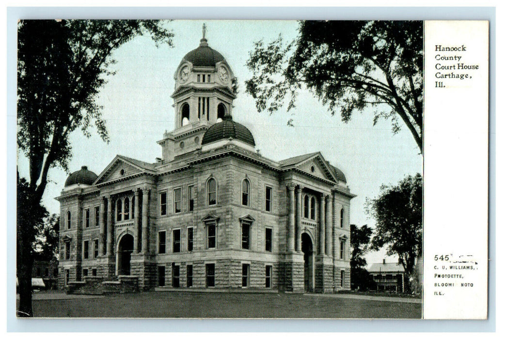 c1910s Hancock County Court House, Carthage Illinois IL Unposted Postcard