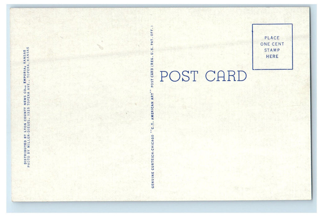 c1940s Aeroplane View of College of Emporia Campus Emporia Kansas KS Postcard