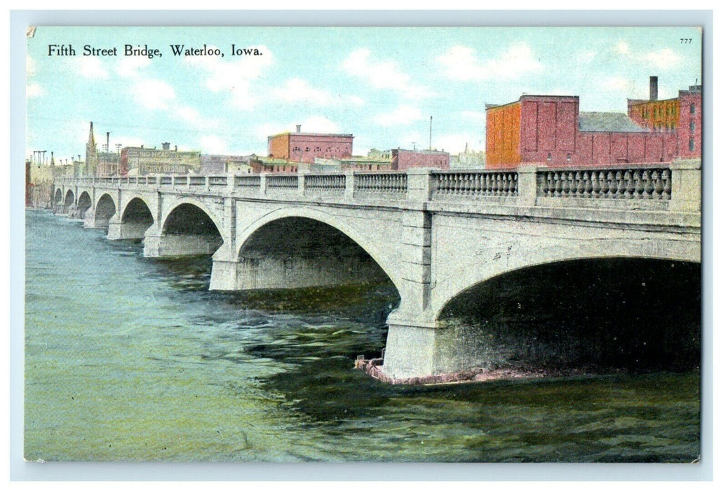 c1910's First Fifth Bridge Waterloo Iowa IA Unposted Antique Postcard
