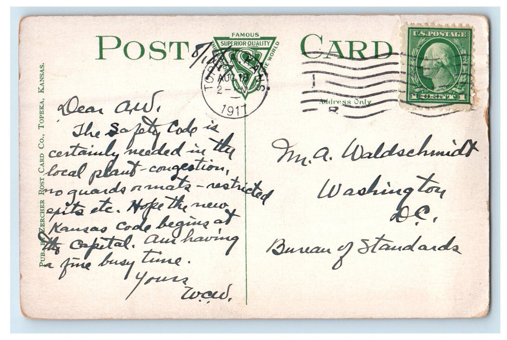 1917 Senate Room State House Topeka, Kansas KS Posted Antique Postcard