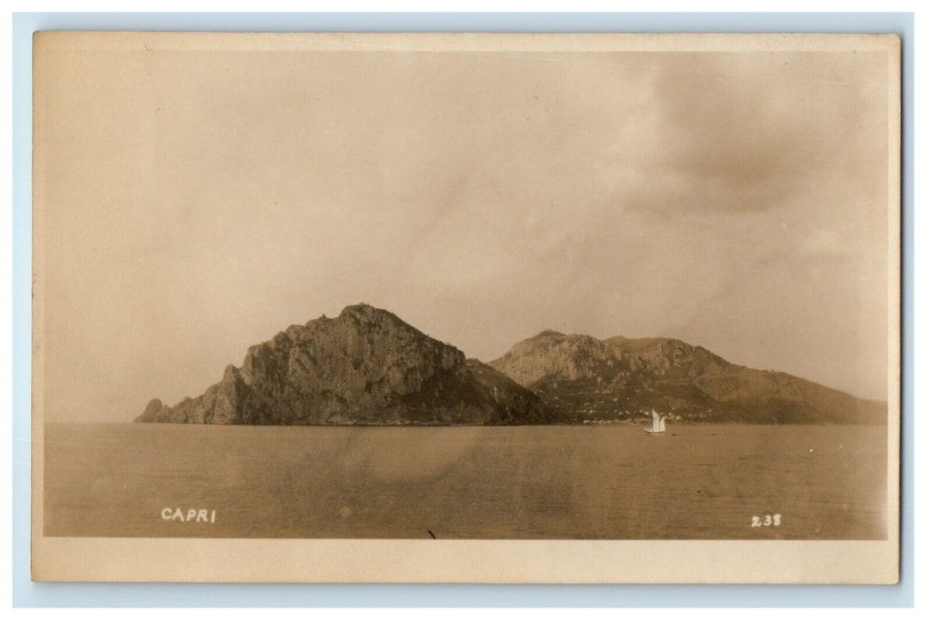 c1920's Sea And Mountain View Capri Italy RPPC Photo Unposted Vintage Postcard