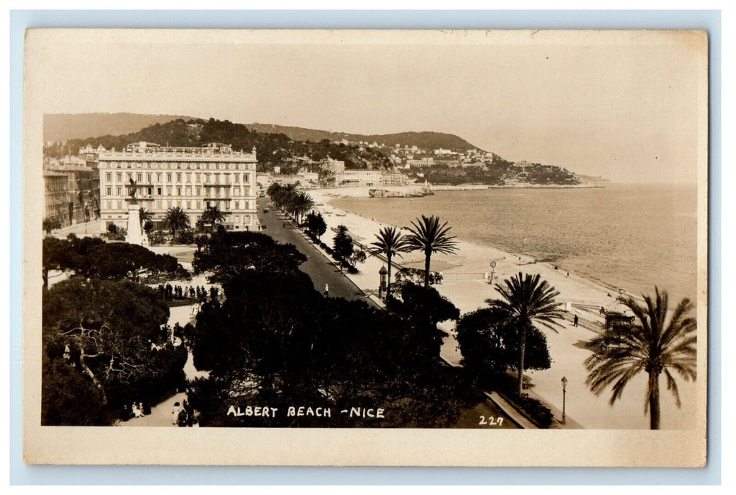 c1920's A View Of Albert Beach Nice France RPPC Photo Unposted Vintage Postcard