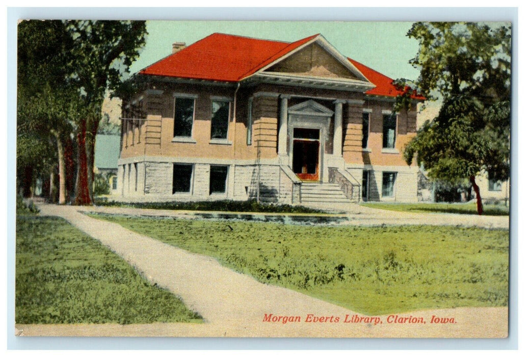 c1910's Clarion Iowa IA, Morgan Events Library Unposted Antique Postcard