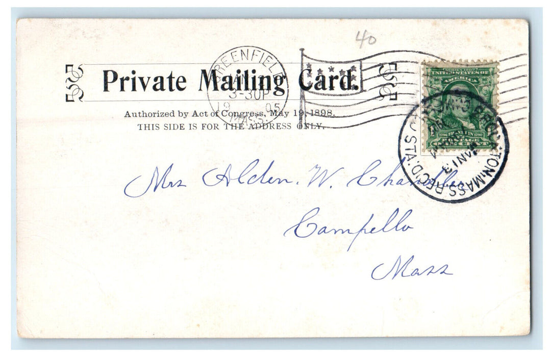 1905 Deerfield Meadows (Spring) Greenfield Massachusetts MA PMC Postcard