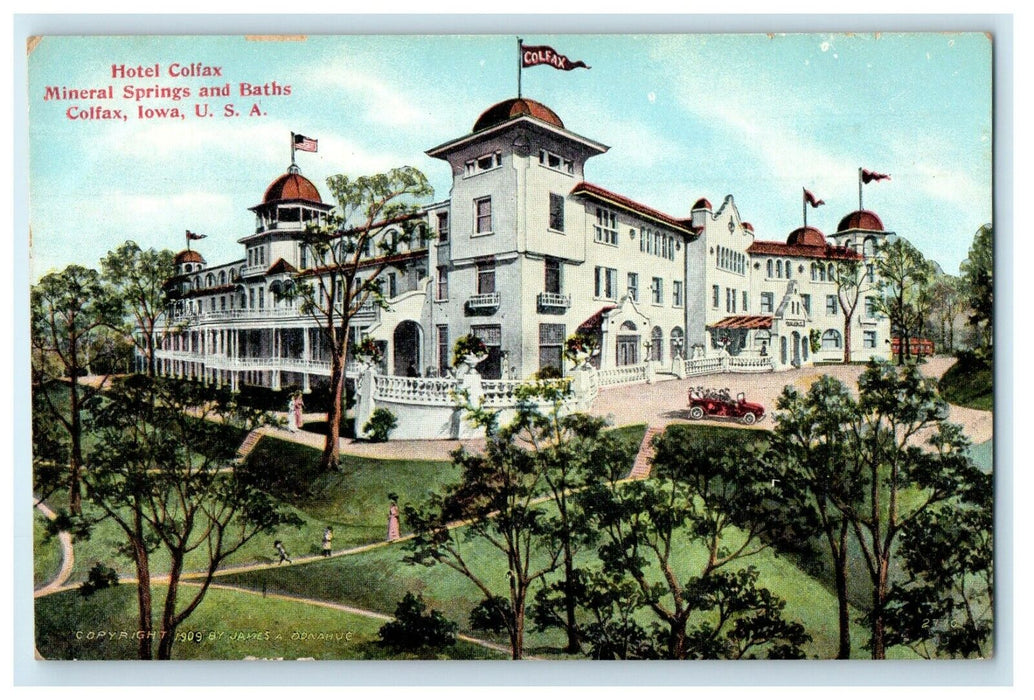 c1910's Hotel Colfax Mineral Springs And Baths Colfax Iowa IA Antique Postcard