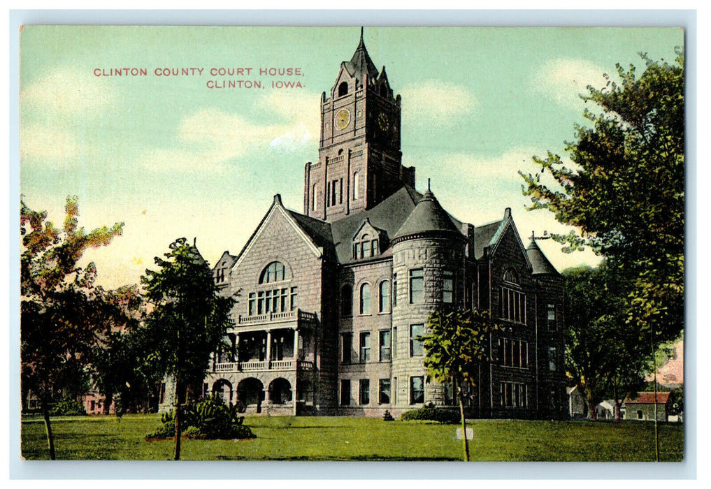 c1910s Clinton County Court House, Clinton Iowa IA Antique Unposted Postcard