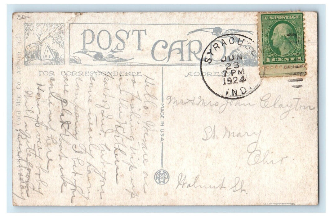 1924 The Tavern Lake Wawasee Syracuse Indiana IN Posted Vintage Postcard