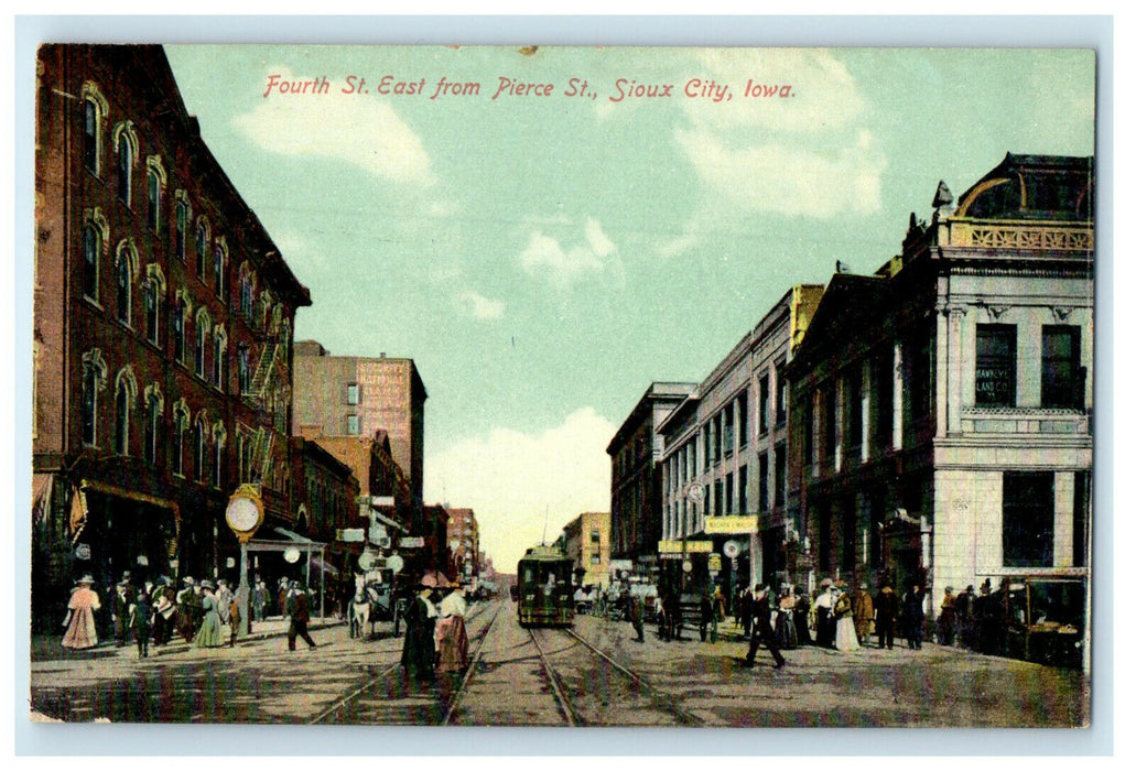 c1910s Fourth St. East from Pierce St. Sioux City Iowa IA Antique Postcard
