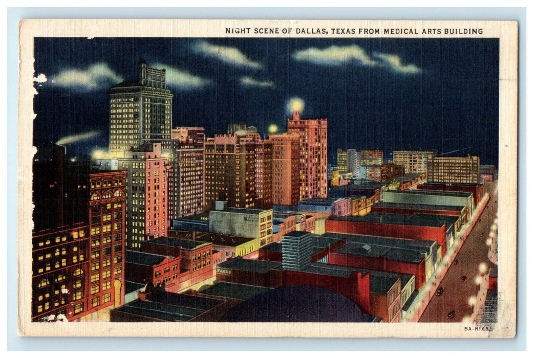 1997 Night Scene of Dallas Texas TX from Medical Arts Building Postcard