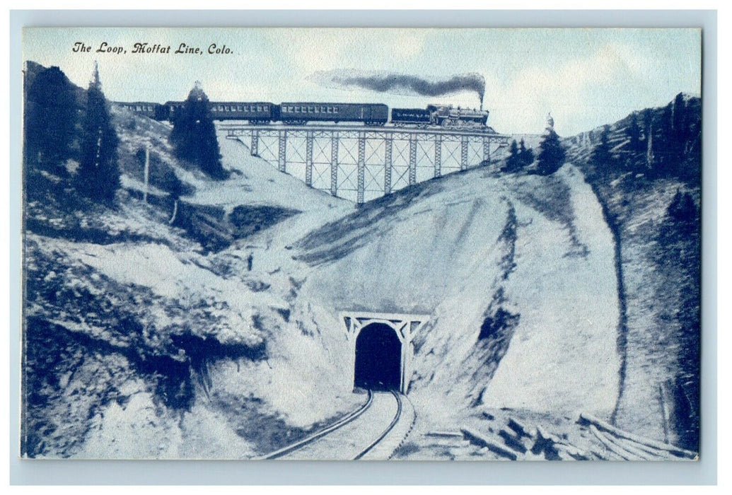 c1910's The Loop Railroad Train And Tunnel Moffat Line Colorado CO Postcard