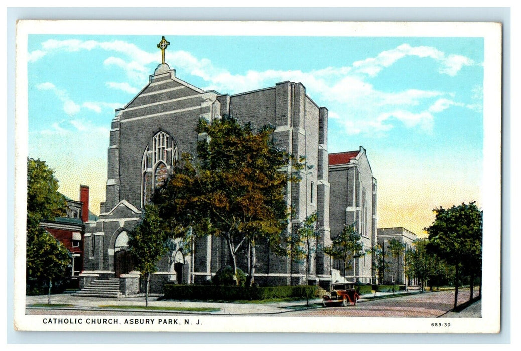 Holy Spirit Catholic Church Street View Car Asbury Park New Jersey NJ Postcard