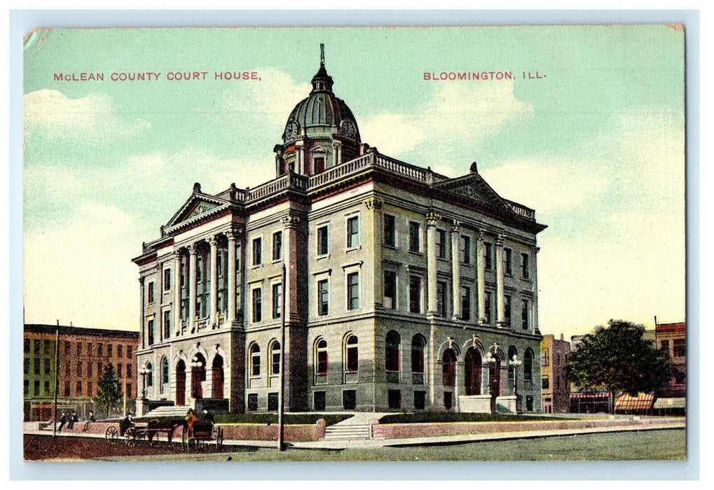c1910s McLean County Court House, Bloomington Illinois IL Unposted Postcard