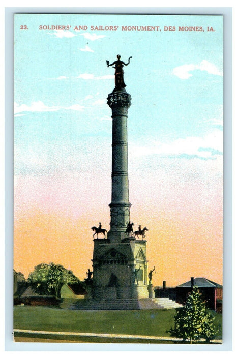 c1910's Soldiers And Sailor's Monument Des Moines Iowa IA Antique Postcard