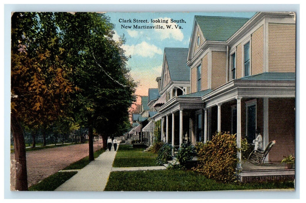 1916 Clark Street Looking South New Martinsville West Virginia WV Postcard