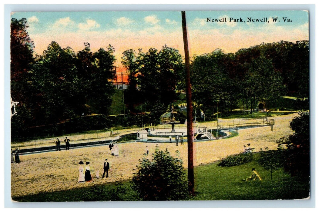 1913 Newell West Virginia WV, View Of Newell Park East Liverpool OH Postcard