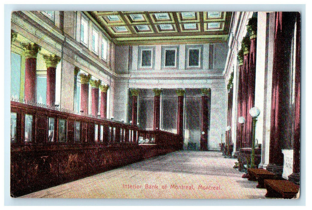 c1910 Interior Bank of Montreal, Montreal Canada CA Foreign Private Postcard