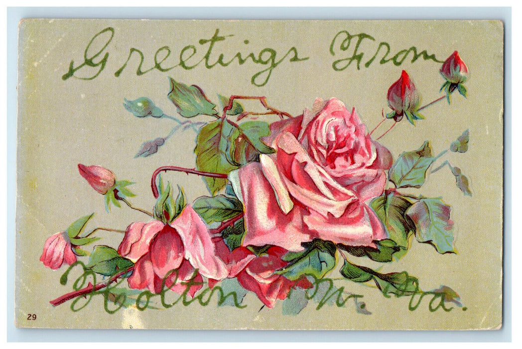 1908 Greetings from Holton West Virginia WV Posted Antique Postcard