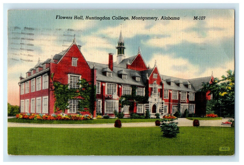 1943 Flowers Hall Huntington College Montgomery Alabama AL Vintage Postcard