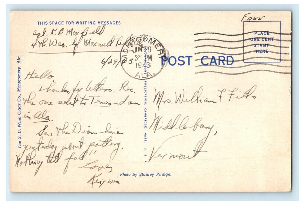 1943 Flowers Hall Huntington College Montgomery Alabama AL Vintage Postcard