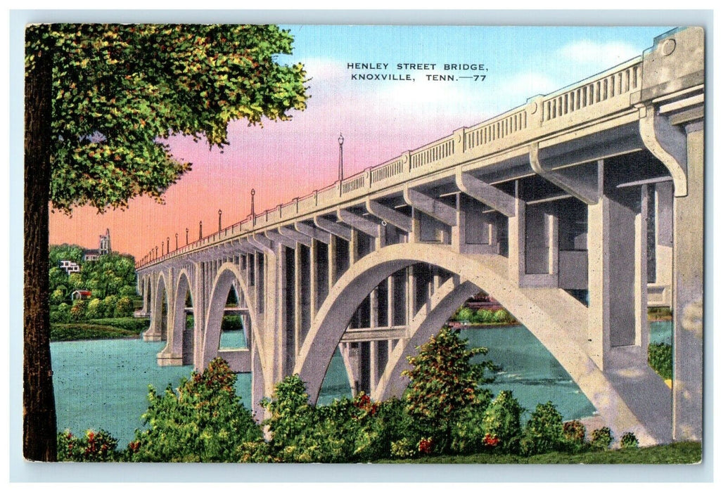 c1940's Henley Street Bridge Knoxville Tennessee TN Unposted Vintage Postcard