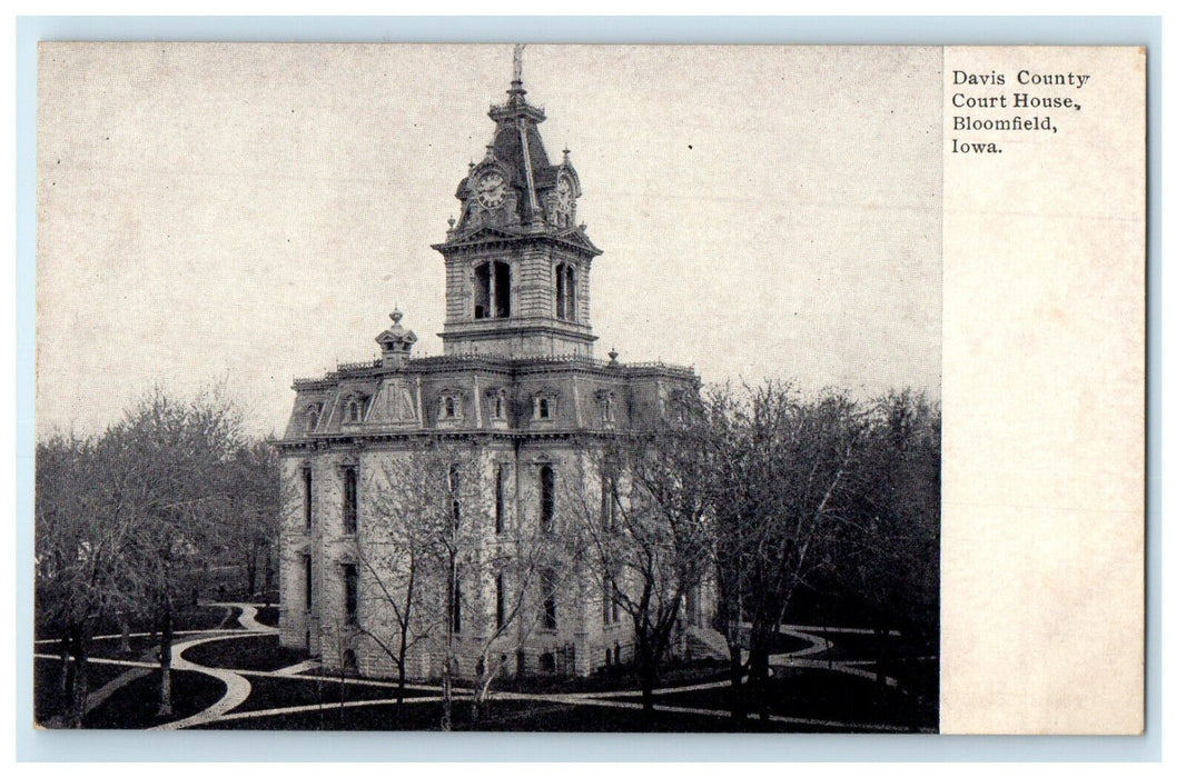 c1910s Davis County Court House, Bloomfield, Iowa IA Unposted Postcard