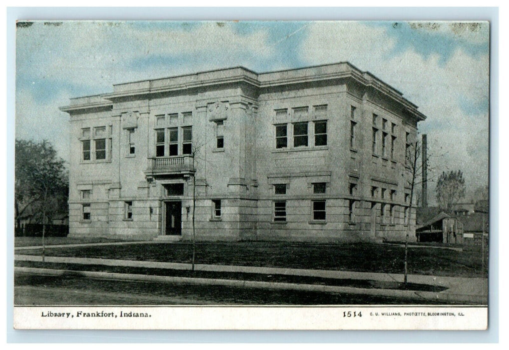 c1910's The Library Building At Frankfort Indiana IN Unposted Antique Postcard