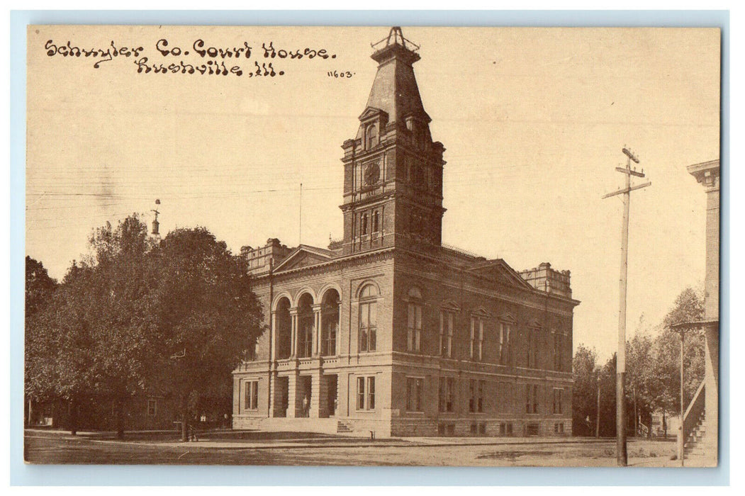 c1910s Schuyler County Court House, Rushville, Illinois IL Unposted Postcard