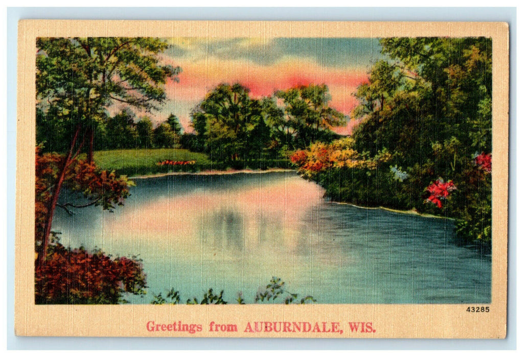 c1930s Greetings from Auburndale Wisconsin WI Vintage Unposted Postcard
