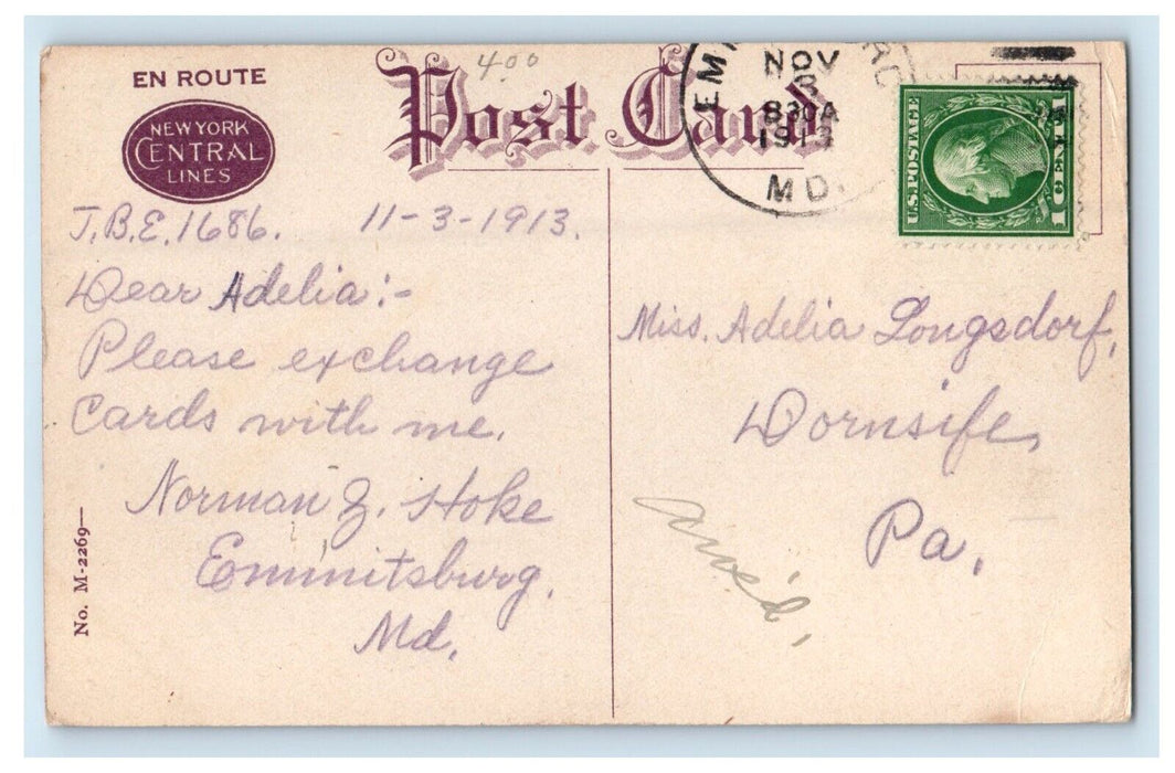 1913 In The Mohawk Valley New York NY, Railroad Train Posted Antique Postcard