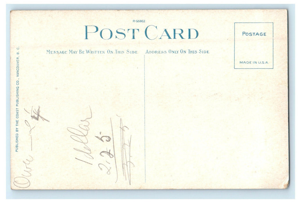 c1910 The Harbor, CPR & GTP Steamers Vancouver BC Canada CA Foreign Postcard