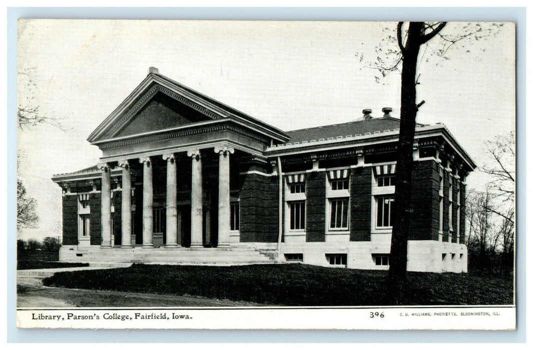 c1910's Library Parson's College Fairfield Iowa IA Unposted Antique Postcard