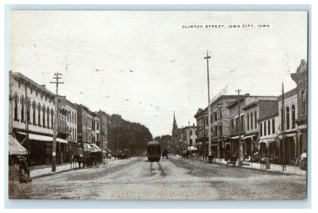 c1910s Clinton Street, Iowa City, Iowa IA Unposted Antique Postcard