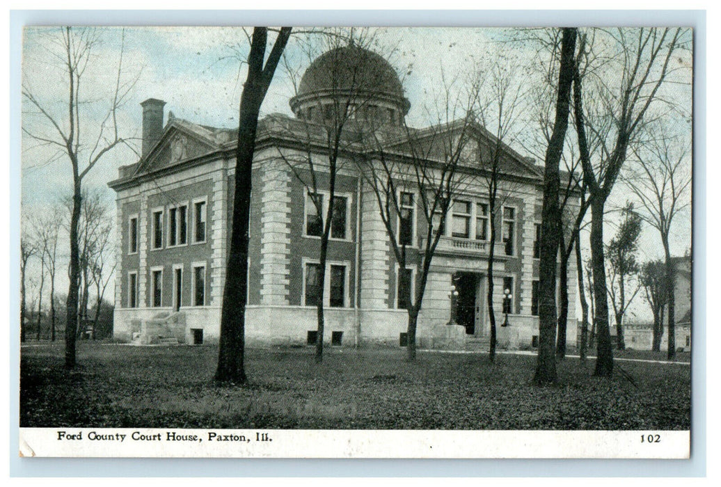c1910s Ford County Court House, Paxton, Illinois IL Unposted Postcard